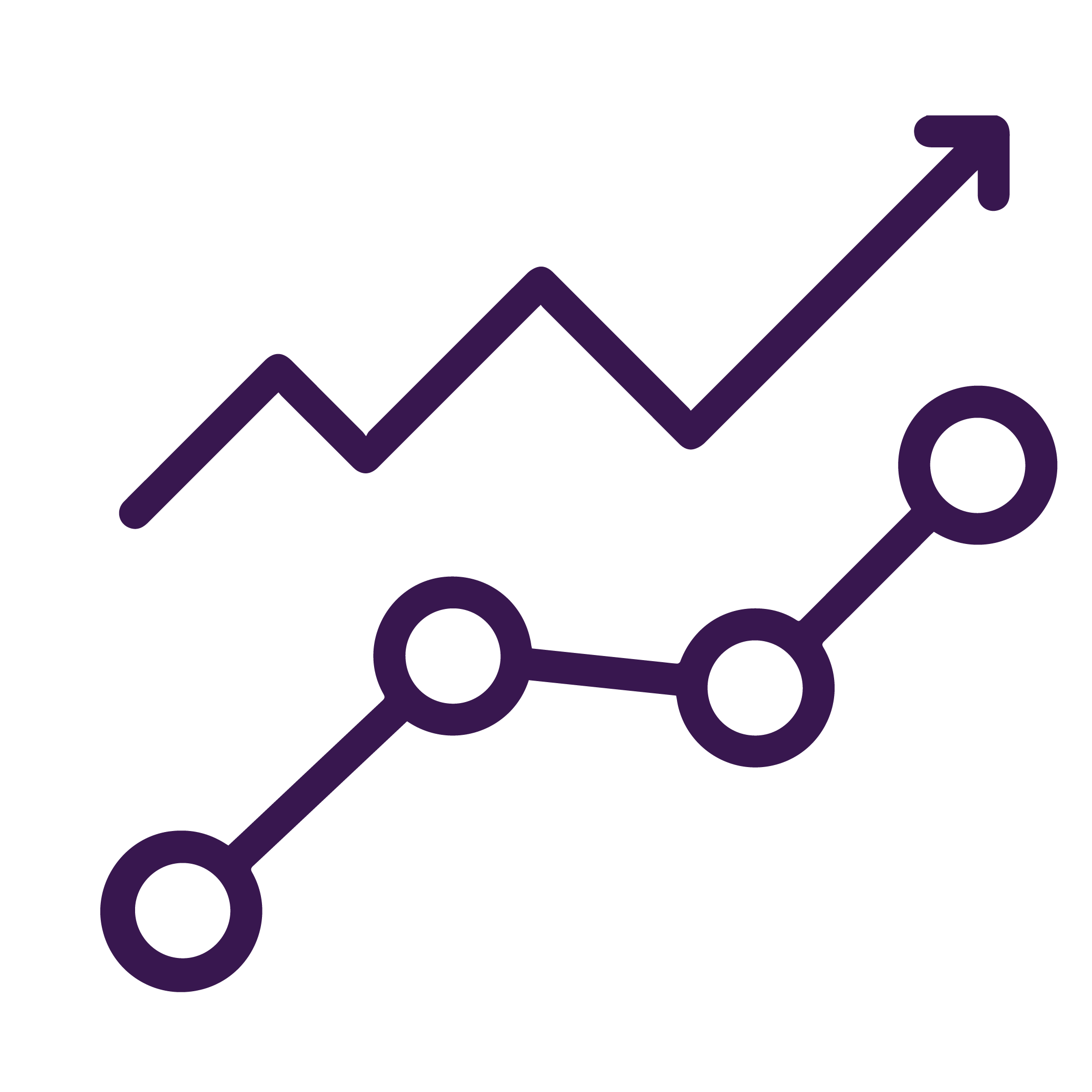 Icono que representa las flechas de aumento de ventas en color morado