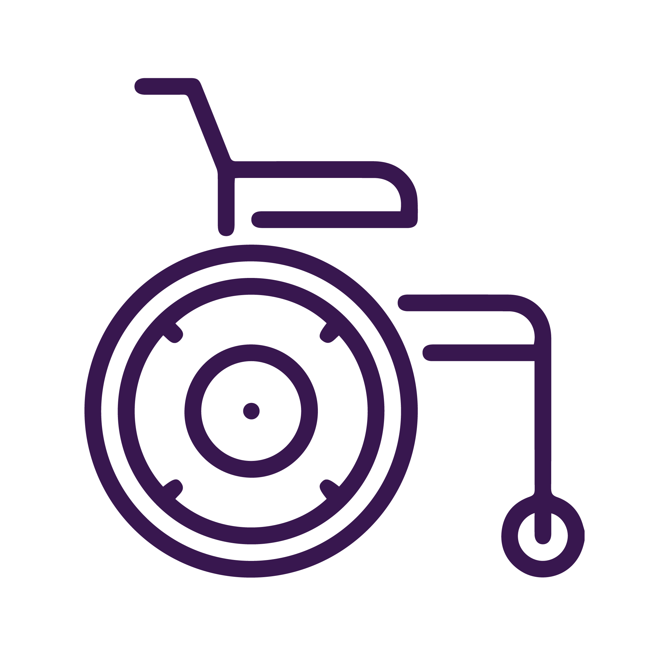 Icono de silla de ruedas en color morado