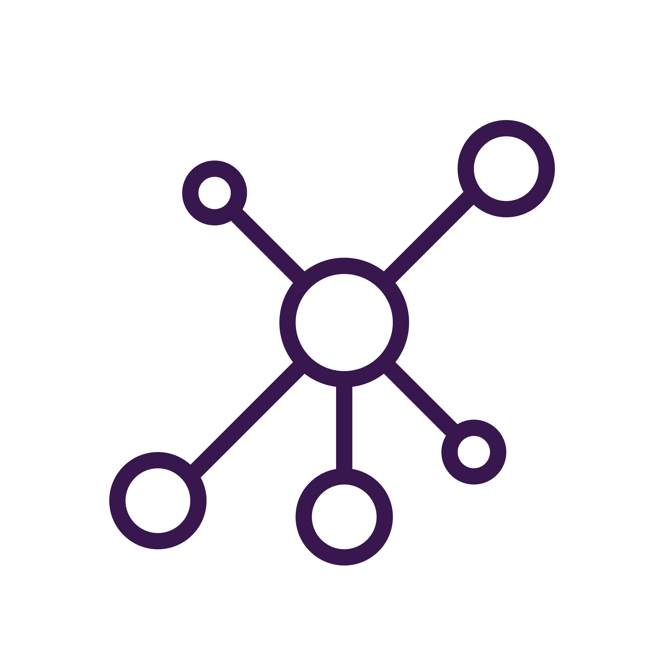 Icono de puntos unidos por trazos de lineas que simbolizan una red de personas